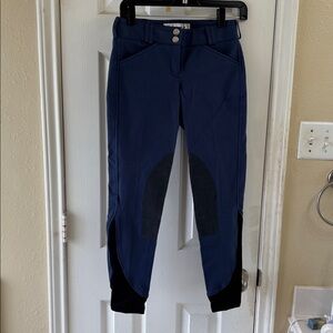 Symphony by Tredstep Blue riding pants with gray patch breeches. NWOT